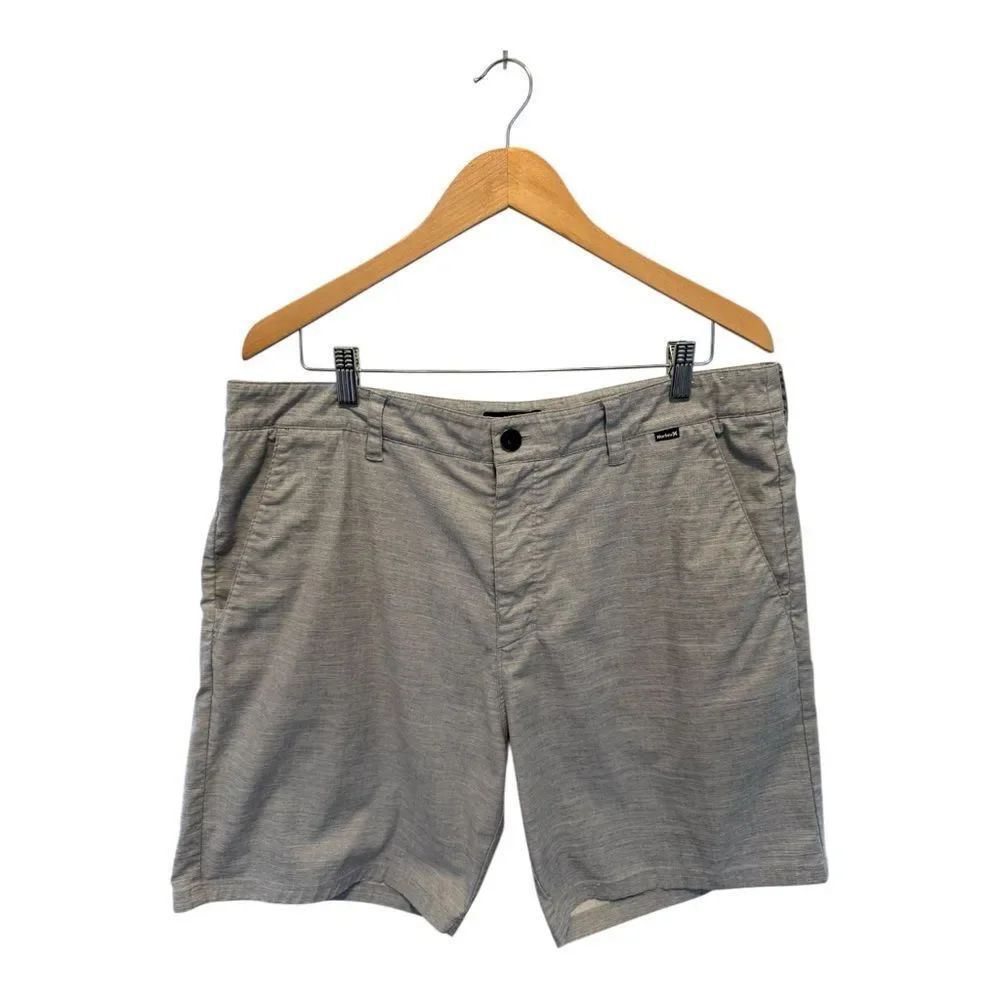 Hurley Mens Size 36 Gray Flat-Front Moisture Wicking Shorts Beach Casual